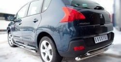 16 499 р. Защита заднего бампера (Ø 63 и 42 мм, нержавейка) SLITKOFF Peugeot 3008 дорестайлинг (2009-2013)  с доставкой в г. Майкоп. Увеличить фотографию 2
