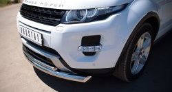 19 549 р. Защита переднего бампера (2 трубыØ76 и 42 мм, нержавейка) SLITKOFF  Land Rover Range Rover Evoque  1 L538 (2011-2015) дорестайлинг 3 дв., дорестайлинг 5 дв.  с доставкой в г. Майкоп. Увеличить фотографию 3