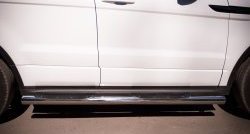 24 549 р. Защита порогов с пластиковыми вставками для ног SLITKOFF из круглой трубы с закругленными торцами диаметром 76 мм (Dynamic) Land Rover Range Rover Evoque 1 L538 дорестайлинг 5 дв. (2011-2015)  с доставкой в г. Майкоп. Увеличить фотографию 2