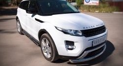 24 549 р. Защита порогов с пластиковыми вставками для ног SLITKOFF из круглой трубы с закругленными торцами диаметром 76 мм (Dynamic) Land Rover Range Rover Evoque 1 L538 дорестайлинг 5 дв. (2011-2015)  с доставкой в г. Майкоп. Увеличить фотографию 3