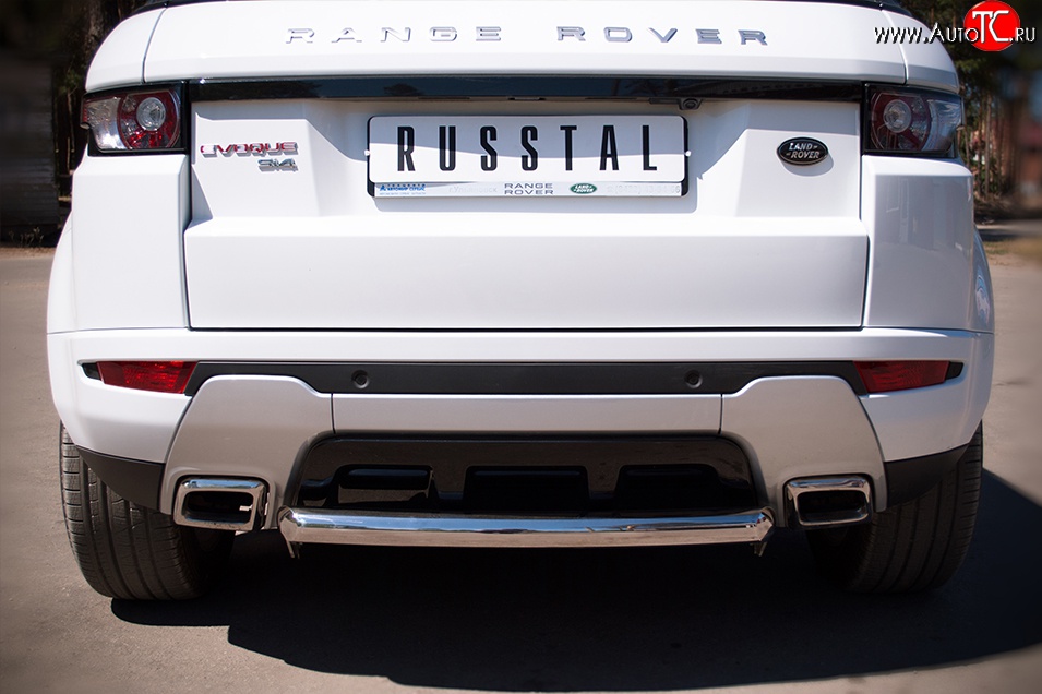 15 349 р. Защита заднего бампера (Ø76 мм, нержавейка, Dynamic) SLITKOFF  Land Rover Range Rover Evoque  1 L538 (2011-2018) дорестайлинг 3 дв., дорестайлинг 5 дв., рестайлинг 3 дв., рестайлинг 5 дв.  с доставкой в г. Майкоп
