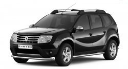 Одинарная защита переднего бампера Petroil Tuning диаметром 63 мм Renault Duster HS дорестайлинг (2010-2015)