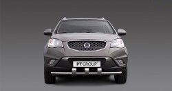 Защита переднего бампера одинарная с зубьями из трубы d63 мм Petroil Tuning SSANGYONG Actyon дорестайлинг (2010-2013) (Нержавеющая полированная сталь)