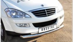 10 949 р. Защита переднего бампера (2 трубыØ63 и 42 мм, нержавейка) Russtal SSANGYONG Kyron дорестайлинг (2005-2007)  с доставкой в г. Майкоп. Увеличить фотографию 2