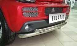 Защита переднего бампера (2 трубыØ63 и 42 мм, нержавейка) SLITKOFF Suzuki Jimny  JB23/JB43 (1998-2001) дорестайлинг