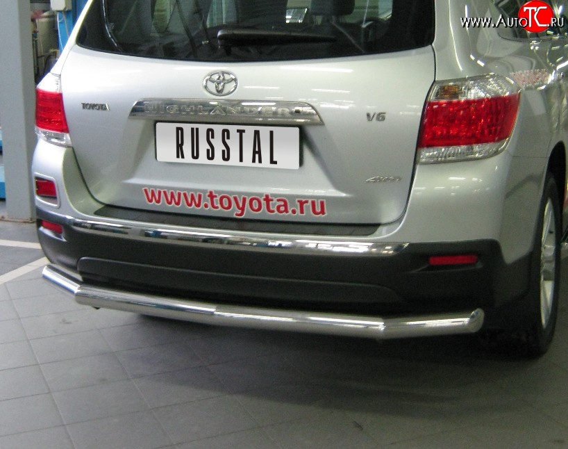 17 849 р. Защита заднего бампера (Ø76 мм, нержавейка) SLITKOFF  Toyota Highlander  XU40 (2010-2013) рестайлинг  с доставкой в г. Майкоп