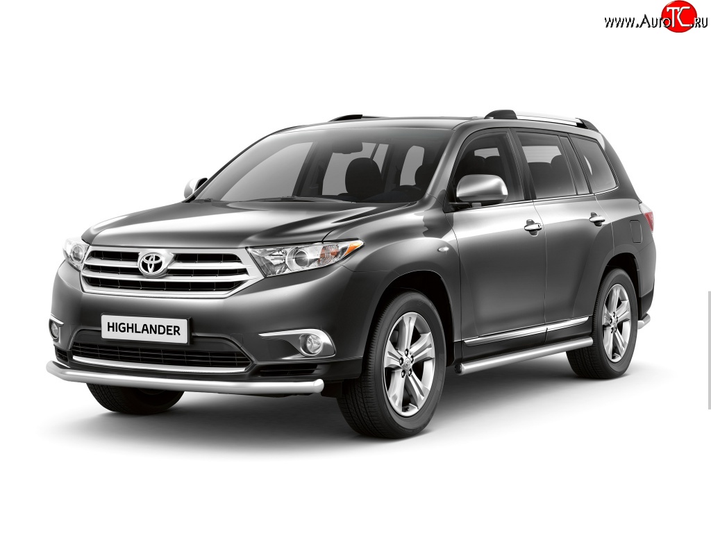 4 899 р. Одинарная защита переднего бампера Petroil Tuning диаметром 63 мм Toyota Highlander XU40 рестайлинг (2010-2013)  с доставкой в г. Майкоп