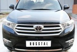 11 599 р. Защита переднего бампера (Ø75х42 мм, нержавейка) Russtal Toyota Highlander XU40 рестайлинг (2010-2013)  с доставкой в г. Майкоп. Увеличить фотографию 4