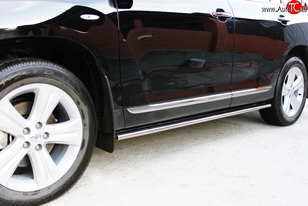 26 199 р. Защита порогов Russtal из овальной трубы диаметром 75x45 мм Toyota Highlander XU40 рестайлинг (2010-2013)  с доставкой в г. Майкоп