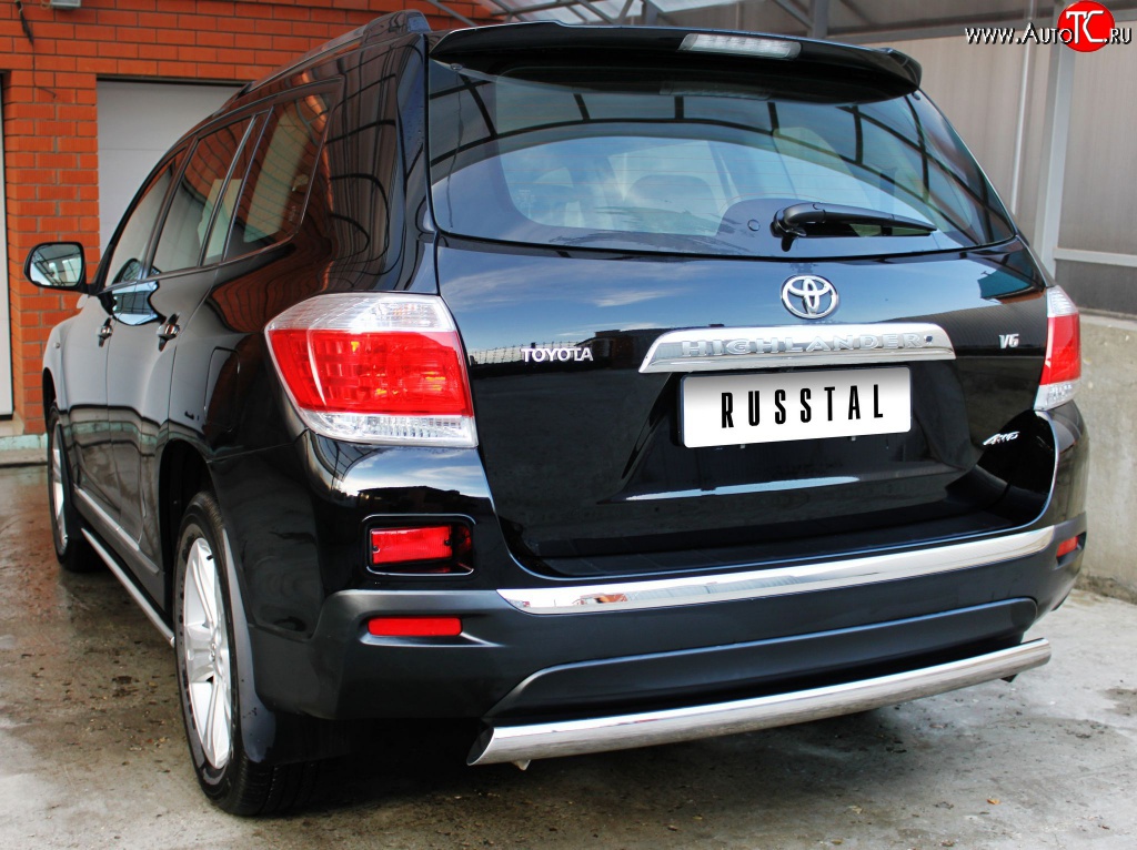 11 599 р. Защита заднего бампера (Ø75х42 мм, нержавейка) Russtal Toyota Highlander XU40 рестайлинг (2010-2013)  с доставкой в г. Майкоп