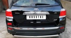11 599 р. Защита заднего бампера (Ø75х42 мм, нержавейка) Russtal Toyota Highlander XU40 рестайлинг (2010-2013)  с доставкой в г. Майкоп. Увеличить фотографию 3