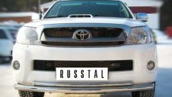 Защита переднего бампера (2 трубыØ63 и 42 мм, нержавейка) SLITKOFF Toyota Hilux  AN10,AN20 (2008-2011) 1-ый рестайлинг