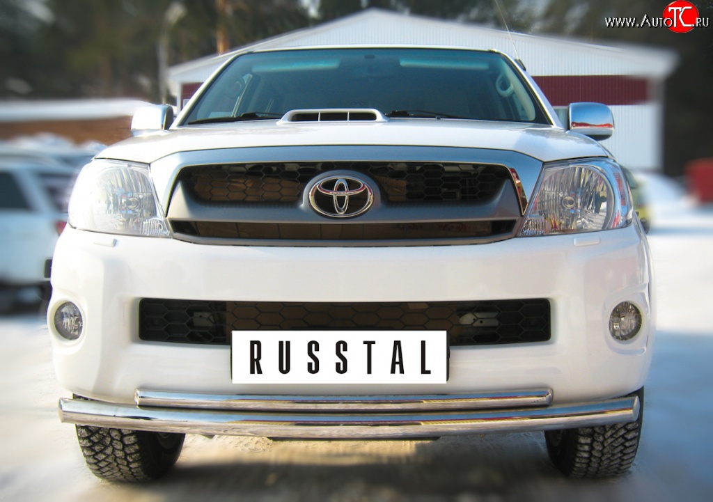 16 949 р. Защита переднего бампера (2 трубыØ63 и 42 мм, нержавейка) SLITKOFF  Toyota Hilux  AN10,AN20 (2008-2011) 1-ый рестайлинг  с доставкой в г. Майкоп