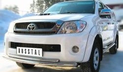 16 949 р. Защита переднего бампера (2 трубыØ63 и 42 мм, нержавейка) SLITKOFF  Toyota Hilux  AN10,AN20 (2008-2011) 1-ый рестайлинг  с доставкой в г. Майкоп. Увеличить фотографию 2