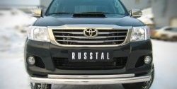 Защита переднего бампера (2 трубыØ76 и 42 мм, нержавейка) SLITKOFF Toyota Hilux  AN20,AN30 (2011-2016)  2-ой рестайлинг