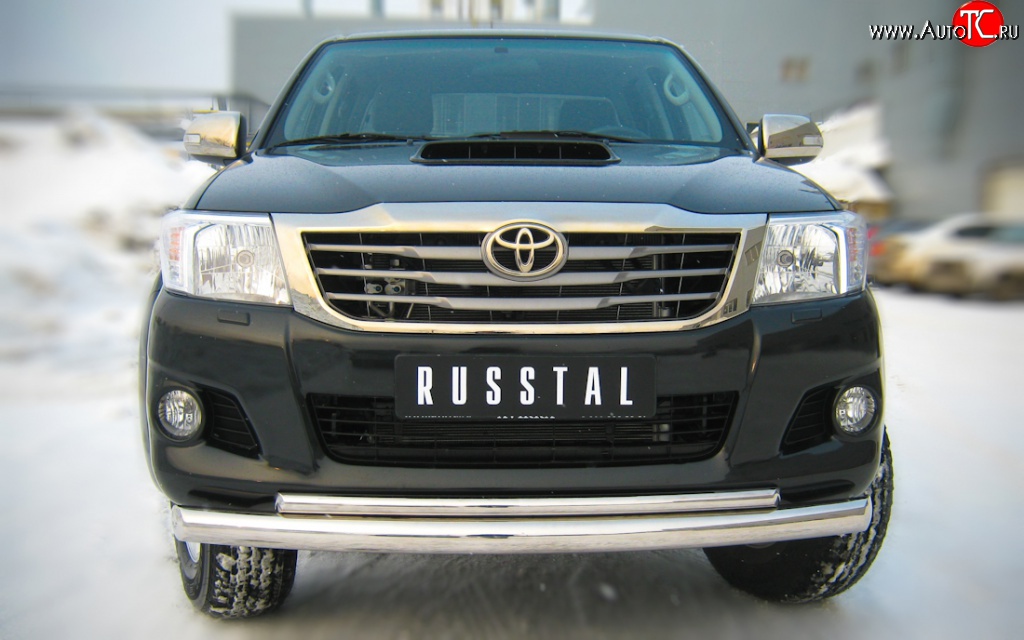 19 999 р. Защита переднего бампера (2 трубыØ76 и 42 мм, нержавейка) SLITKOFF  Toyota Hilux  AN20,AN30 (2011-2016)  2-ой рестайлинг  с доставкой в г. Майкоп