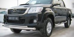 19 999 р. Защита переднего бампера (2 трубыØ76 и 42 мм, нержавейка) SLITKOFF  Toyota Hilux  AN20,AN30 (2011-2016)  2-ой рестайлинг  с доставкой в г. Майкоп. Увеличить фотографию 2