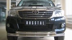 Защита переднего бампера (2 трубыØ76 и 63 мм, нержавейка) SLITKOFF Toyota Hilux  AN20,AN30 (2011-2016)  2-ой рестайлинг