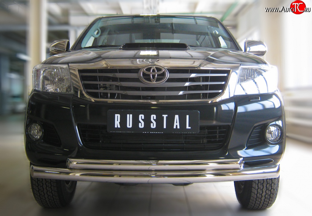 20 399 р. Защита переднего бампера (2 трубыØ76 и 63 мм, нержавейка) SLITKOFF  Toyota Hilux  AN20,AN30 (2011-2016)  2-ой рестайлинг  с доставкой в г. Майкоп