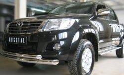 20 399 р. Защита переднего бампера (2 трубыØ76 и 63 мм, нержавейка) SLITKOFF  Toyota Hilux  AN20,AN30 (2011-2016)  2-ой рестайлинг  с доставкой в г. Майкоп. Увеличить фотографию 2