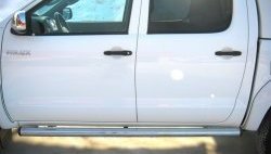 Защита порогов Russtal из круглой трубы диаметром 76 мм Toyota Hilux AN20,AN30  2-ой рестайлинг (2011-2016)