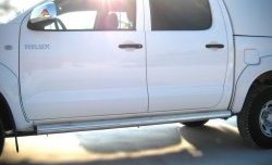 77 999 р. Защита порогов Russtal из круглой трубы диаметром 76 мм Toyota Hilux AN20,AN30  2-ой рестайлинг (2011-2016) (Защита порогов с со скосами на торцах (вариант 1))  с доставкой в г. Майкоп. Увеличить фотографию 2
