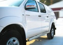 77 999 р. Защита порогов Russtal из круглой трубы диаметром 76 мм Toyota Hilux AN20,AN30  2-ой рестайлинг (2011-2016) (Защита порогов с со скосами на торцах (вариант 1))  с доставкой в г. Майкоп. Увеличить фотографию 3