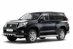 Защита порогов из трубы Ø51 Petroil Tuning. Toyota Land Cruiser Prado J150 дорестайлинг (2009-2013) (Нержавеющая полированная сталь)