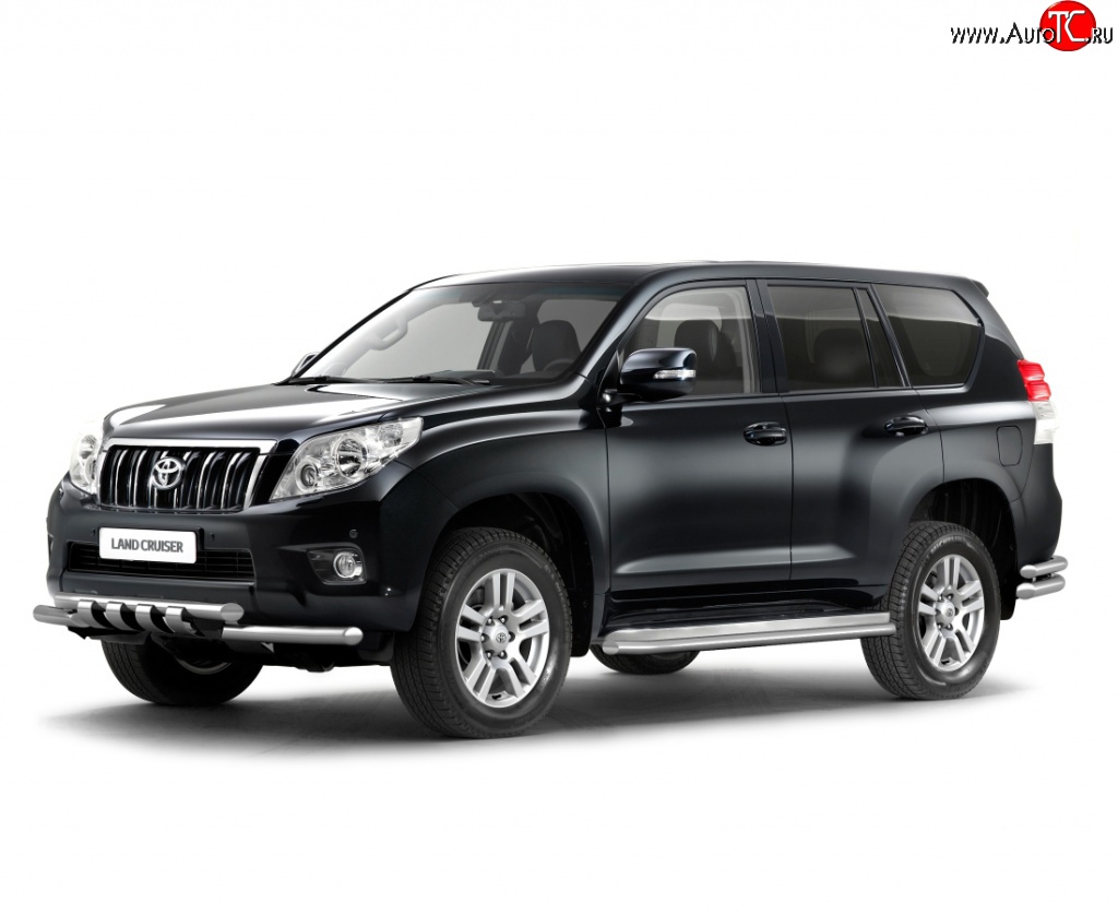 20 099 р. Защита порогов из трубы Ø51 Petroil Tuning. Toyota Land Cruiser Prado J150 дорестайлинг (2009-2013) (Нержавеющая полированная сталь)  с доставкой в г. Майкоп
