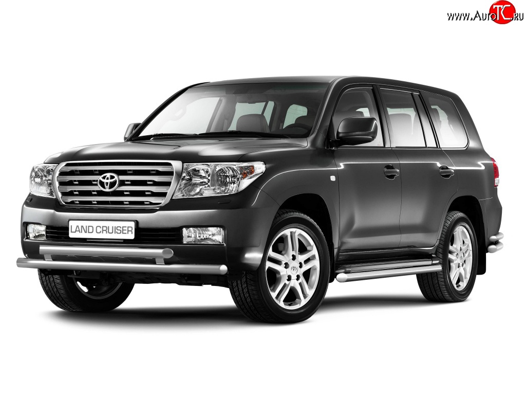 11 899 р. Защита порогов Petroil Tuning из круглой трубы диаметром 63 мм Toyota Land Cruiser 200 дорестайлинг (2007-2012)  с доставкой в г. Майкоп