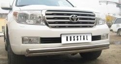 Защита переднего бампера (2 трубыØ63 мм, нержавейка) SLITKOFF Toyota Land Cruiser  200 (2007-2012) дорестайлинг