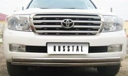 23 999 р. Защита переднего бампера (2 трубыØ63 мм, нержавейка) SLITKOFF  Toyota Land Cruiser  200 (2007-2012) дорестайлинг  с доставкой в г. Майкоп. Увеличить фотографию 3