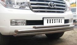 33 999 р. Тройная защита переднего бампера SLITKOFF из труб диаметром 63, 63 и 42 мм  Toyota Land Cruiser  200 (2007-2012) дорестайлинг  с доставкой в г. Майкоп. Увеличить фотографию 2