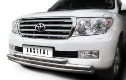 35 949 р. Тройная защита переднего бампера SLITKOFF из труб диаметром по 63 мм  Toyota Land Cruiser  200 (2007-2012) дорестайлинг  с доставкой в г. Майкоп. Увеличить фотографию 2
