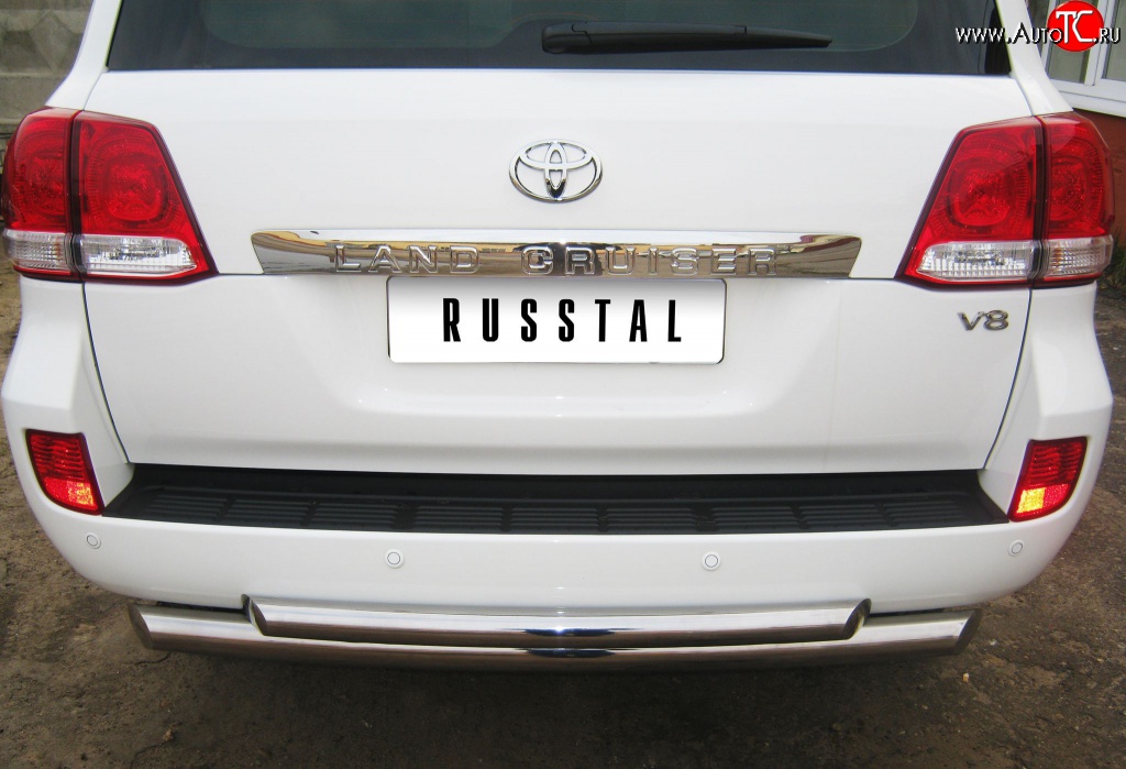 16 449 р. Защита заднего бампера (Ø76 и 63 мм, нержавейка) SLITKOFF Toyota Land Cruiser 200 дорестайлинг (2007-2012)  с доставкой в г. Майкоп