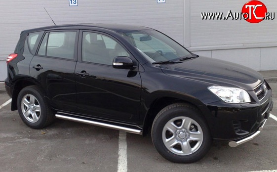77 999 р. Защита порогов Russtal 76 мм Toyota RAV4 XA30 5 дв. 2-ой рестайлинг (2010-2013) (Защита порогов с со скосами на торцах (вариант 1))  с доставкой в г. Майкоп