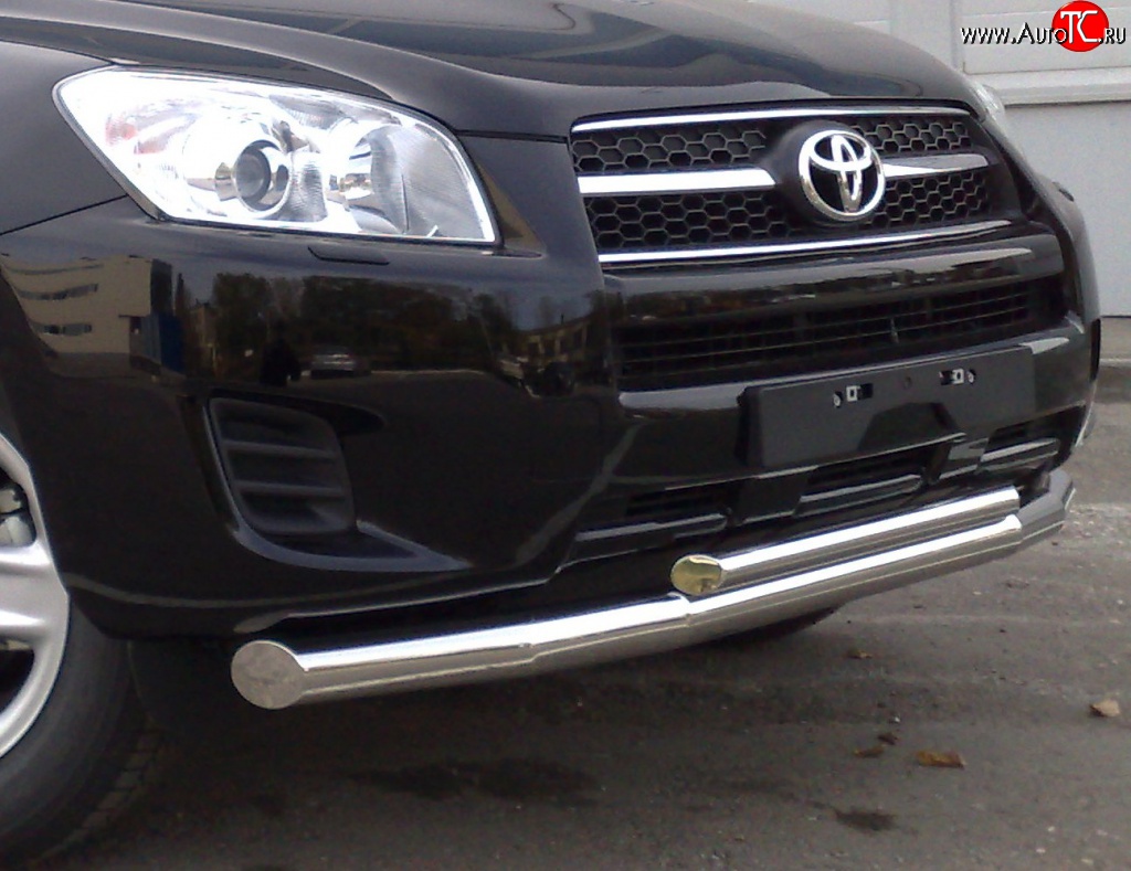 14 449 р. Защита переднего бампера (2 трубыØ76 и 42 мм, нержавейка) SLITKOFF Toyota RAV4 XA30 5 дв. удлиненный 1-ый рестайлинг (2009-2010)  с доставкой в г. Майкоп