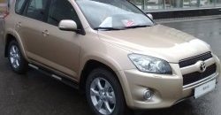 83 999 р. Защита порогов Russtal из трубы d76 мм с пластиковыми вставками для ног Toyota RAV4 XA30 5 дв. удлиненный дорестайлинг (2003-2008) (Защита порогов с со скосами на торцах (вариант 1))  с доставкой в г. Майкоп. Увеличить фотографию 2