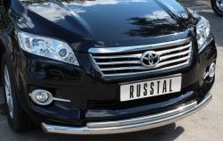 Защита переднего бампера (2 трубыØ76 и 42 мм, нержавейка) SLITKOFF Toyota RAV4  XA30 (2010-2013) 5 дв. удлиненный 2-ой рестайлинг
