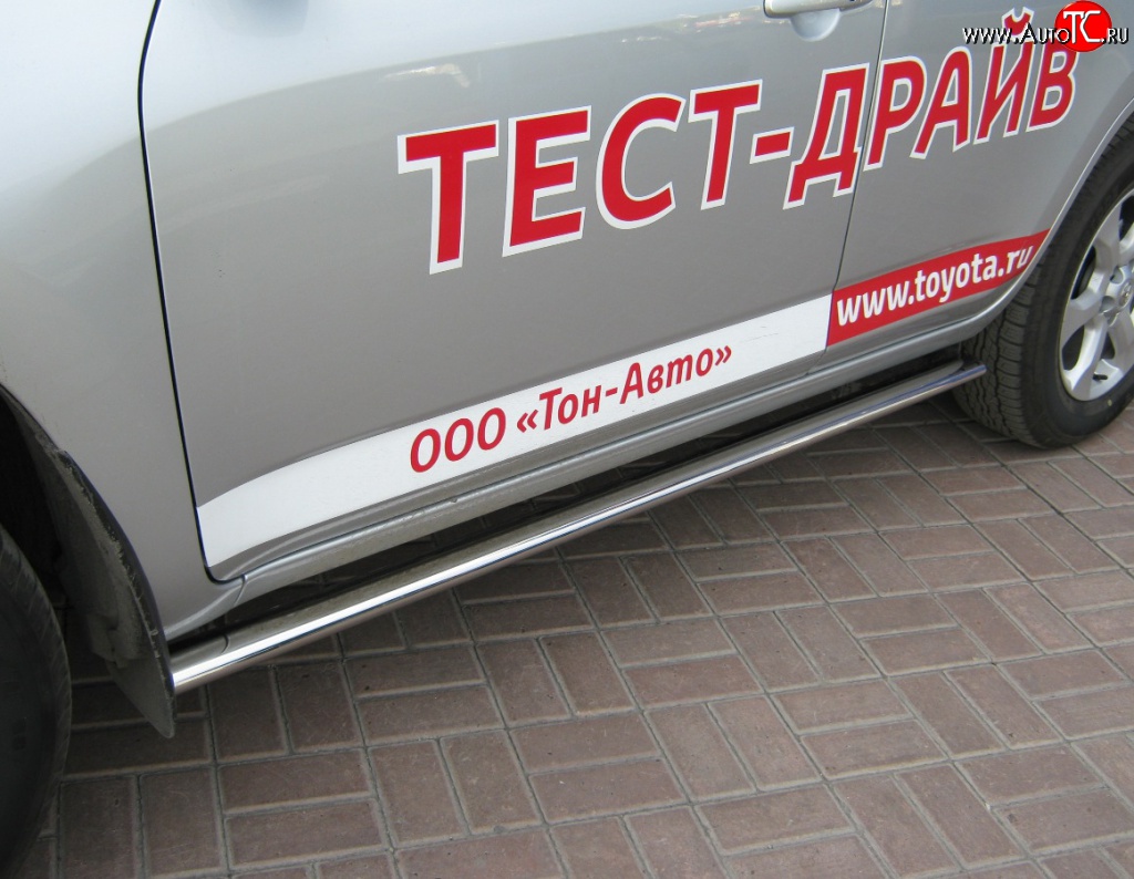 70 999 р. Защита порогов Russtal из круглой трубы диаметром 63 мм Toyota RAV4 XA30 5 дв. удлиненный 2-ой рестайлинг (2010-2013) (Защита порогов с со скосами на торцах (вариант 1))  с доставкой в г. Майкоп