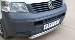 16 999 р. Защита переднего бампера (2 трубыØ63 и 42 мм, нержавейка) SLITKOFF  Volkswagen Transporter  T5 (2003-2009) дорестайлинг  с доставкой в г. Майкоп. Увеличить фотографию 2
