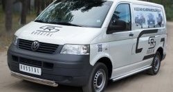 16 999 р. Защита переднего бампера (2 трубыØ63 и 42 мм, нержавейка) SLITKOFF  Volkswagen Transporter  T5 (2003-2009) дорестайлинг  с доставкой в г. Майкоп. Увеличить фотографию 4