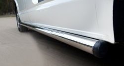 Правая защита порога SLITKOFF из круглой трубы диаметром 63 мм с заглушкой Volkswagen Transporter  T5 (2003-2009) дорестайлинг