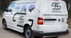 12 749 р. Левая защита порога SLITKOFF из круглой трубы диаметром 63 мм с заглушкой Volkswagen Transporter T5 дорестайлинг (2003-2009)  с доставкой в г. Майкоп. Увеличить фотографию 2