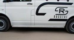 12 749 р. Левая защита порога SLITKOFF из круглой трубы диаметром 63 мм с заглушкой Volkswagen Transporter T5 дорестайлинг (2003-2009)  с доставкой в г. Майкоп. Увеличить фотографию 3