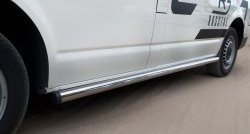 12 749 р. Левая защита порога SLITKOFF из круглой трубы диаметром 63 мм с заглушкой Volkswagen Transporter T5 дорестайлинг (2003-2009)  с доставкой в г. Майкоп. Увеличить фотографию 4