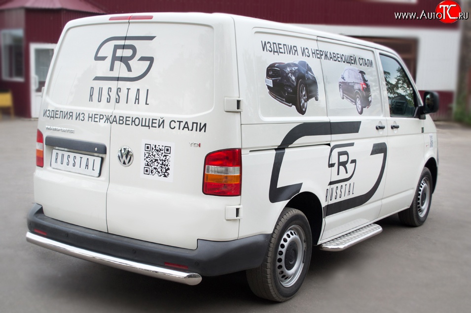 16 599 р. Защита заднего бампера (Ø76 мм, нержавейка) SLITKOFF  Volkswagen Transporter  T5 (2003-2009) дорестайлинг  с доставкой в г. Майкоп