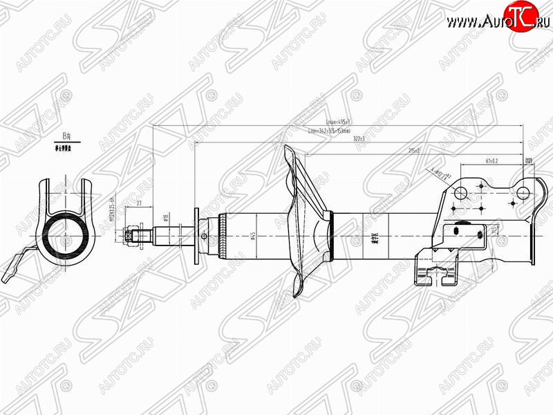 3 299 р. Правый амортизатор передний SAT Nissan 100NX (1990-1996)  с доставкой в г. Майкоп