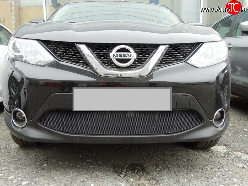 2 089 р. Сетка на бампер Russtal (черная) Nissan Qashqai 2 J11 рестайлинг (2017-2022)  с доставкой в г. Майкоп
