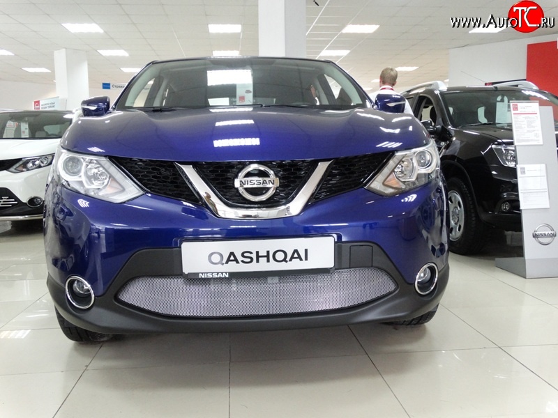 1 539 р. Сетка на бампер Russtal (хром) Nissan Qashqai 2 J11 рестайлинг (2017-2022)  с доставкой в г. Майкоп